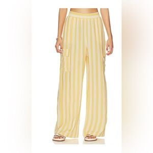 Show me your MUMU yellow and white linen pants Large NWT